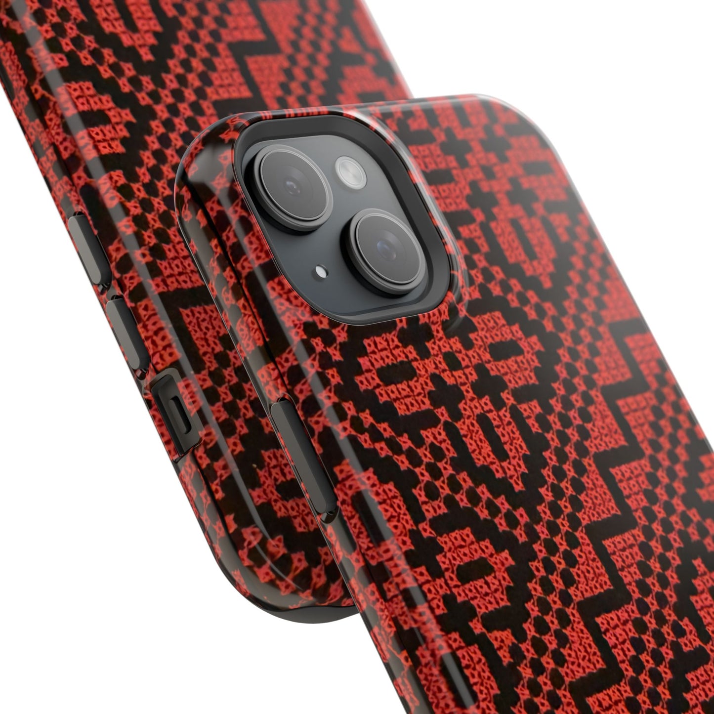Red and Black Tatreez Design - Iphone Magnetic Tough Case