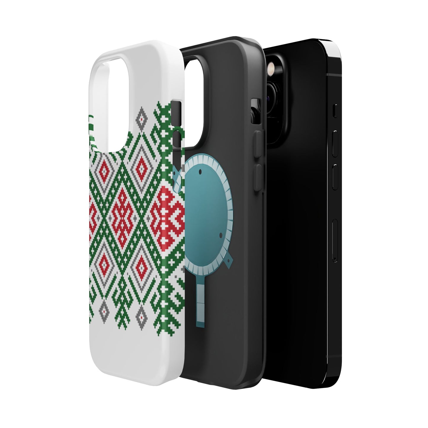 Red white Green and Black  Geometric Design Iphone Magnetic Tough Case