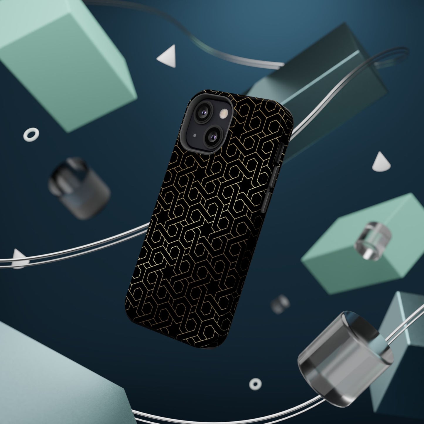 Black and Gold ⭐️ Geometric Design Iphone Magnetic Tough Case