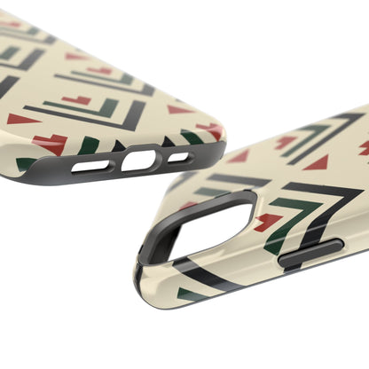 Red Black Green Geometric Design Iphone Magnetic Tough Case