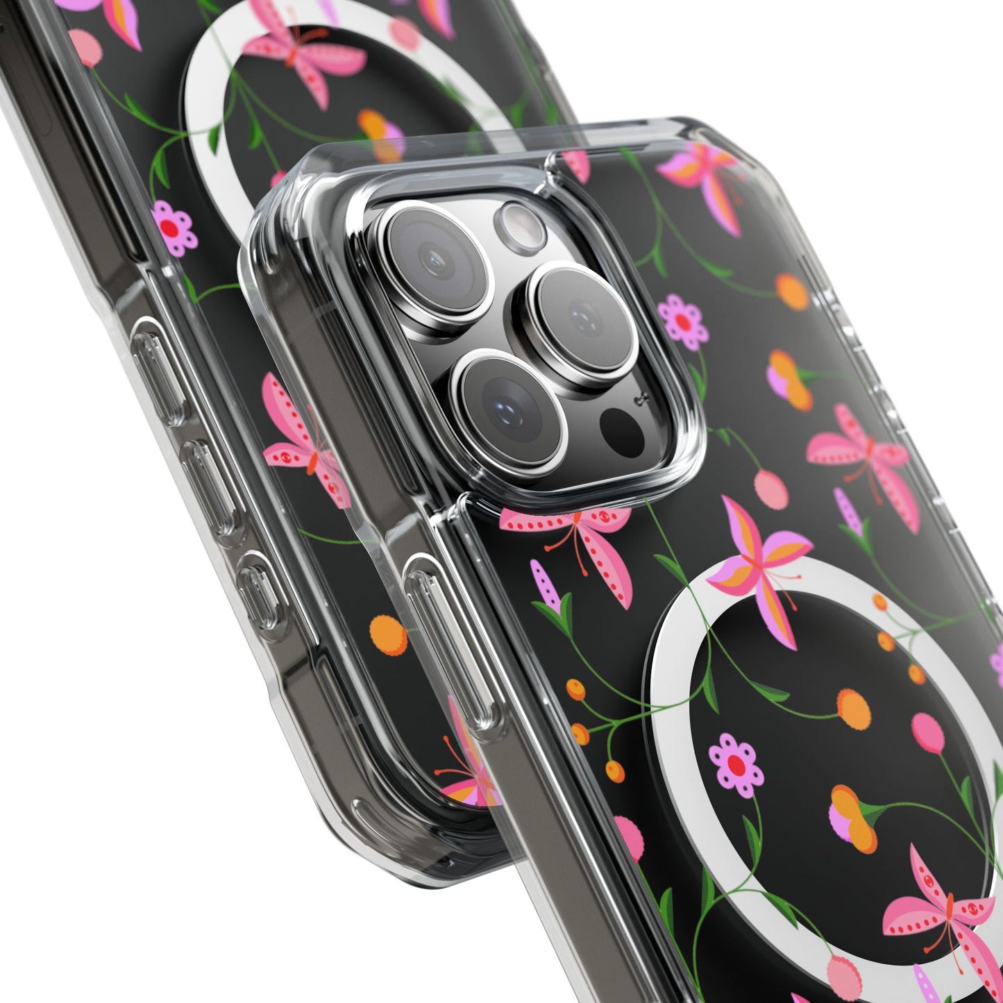 Pink Floral Garden  MagSafe Clear Phone Case