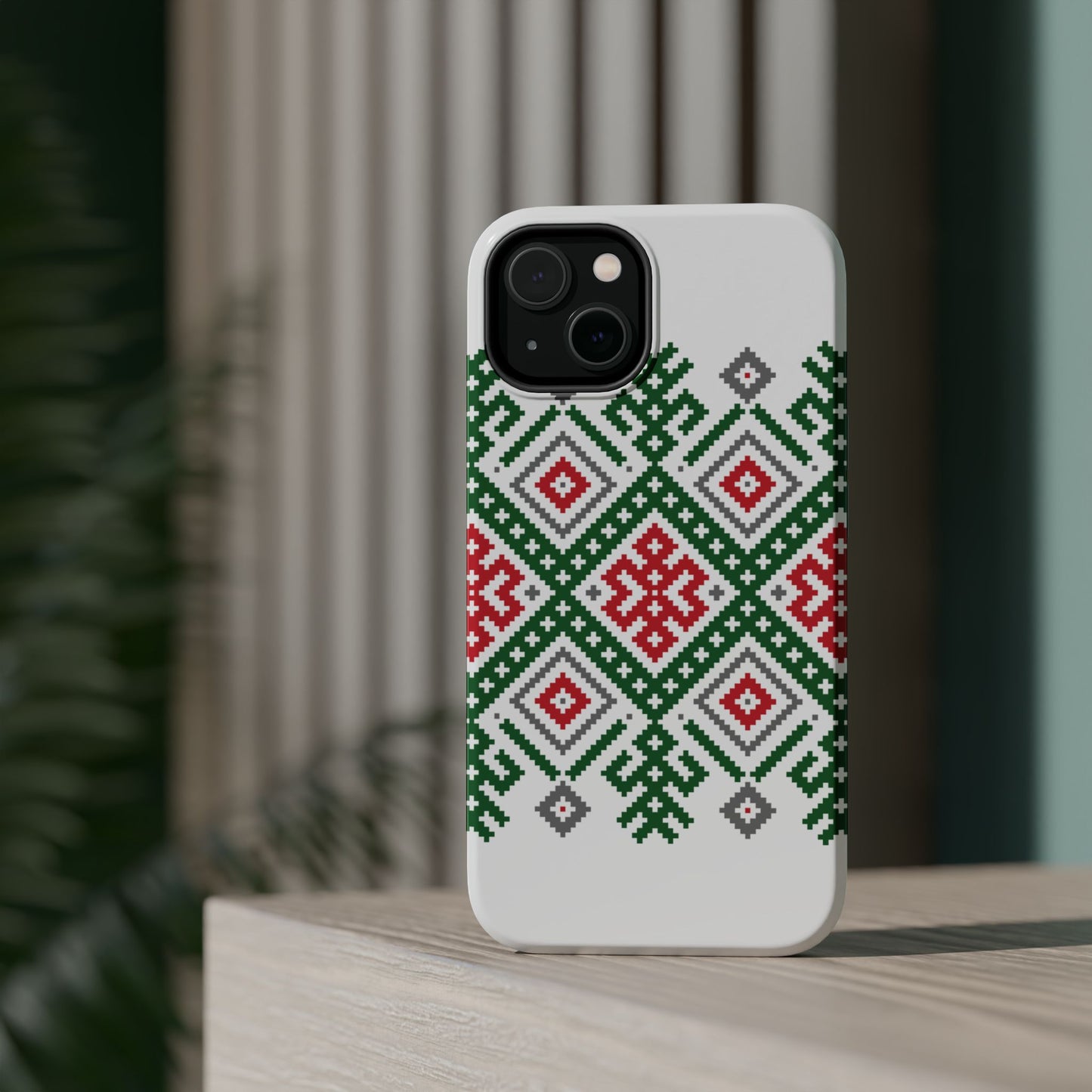 Red white Green and Black  Geometric Design Iphone Magnetic Tough Case