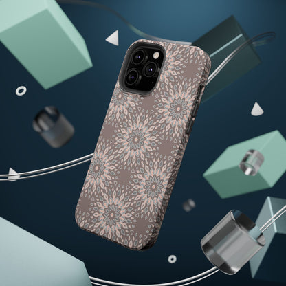Beige Floral Design - Iphone Magnetic Tough Case