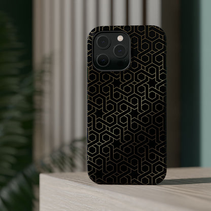 Black and Gold ⭐️ Geometric Design Iphone Magnetic Tough Case