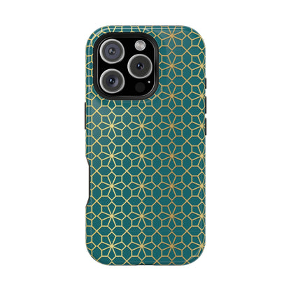 Gold and Green Flower Design - Iphone Magnetic Tough Case
