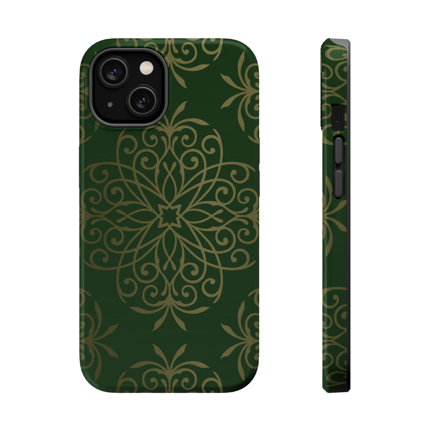 Gold and Green Flowery Design - Iphone Magnetic Tough Case