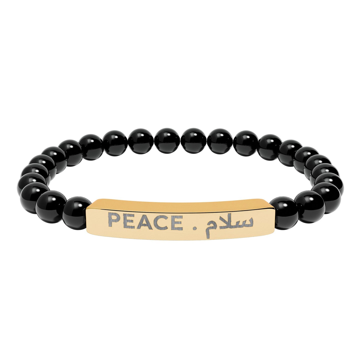 “Peace . سلام 🌍 ” Engraved Natural Stone Bracelet - Meaningful Gift for Mindfulness and Style