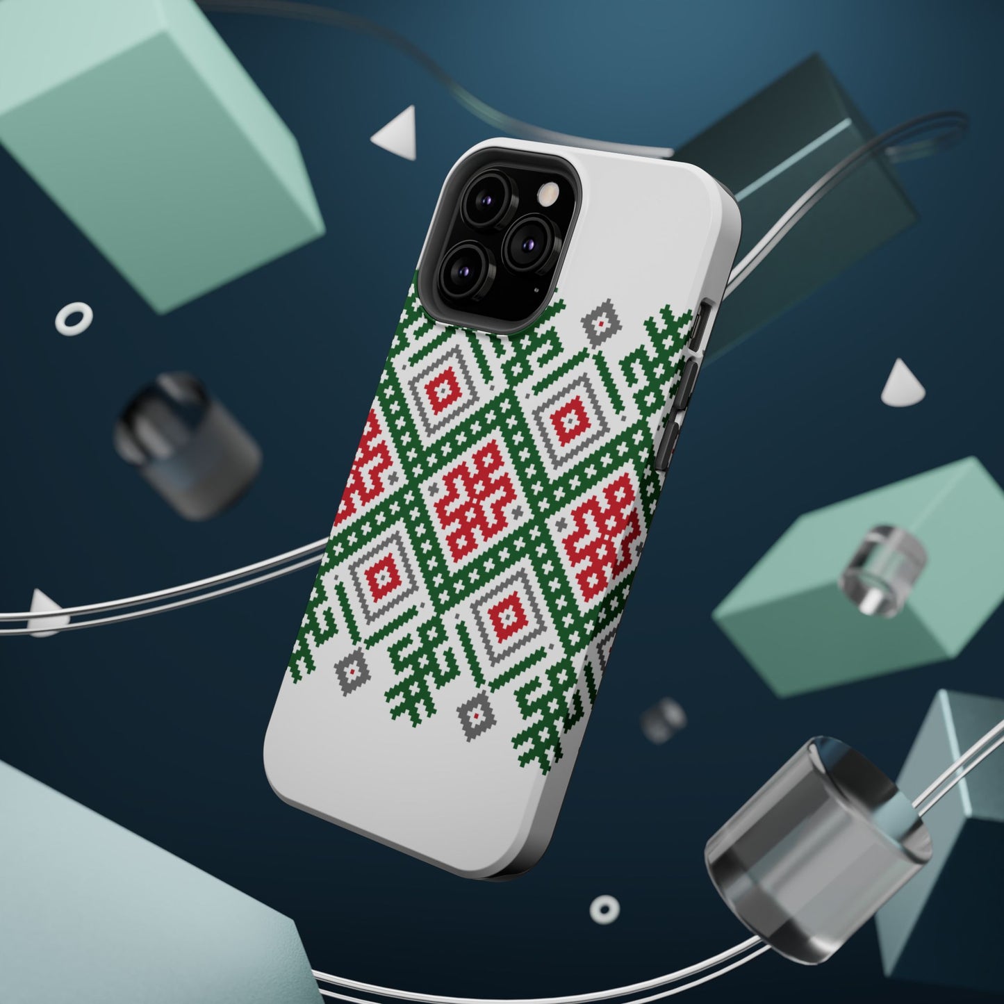 Red white Green and Black  Geometric Design Iphone Magnetic Tough Case