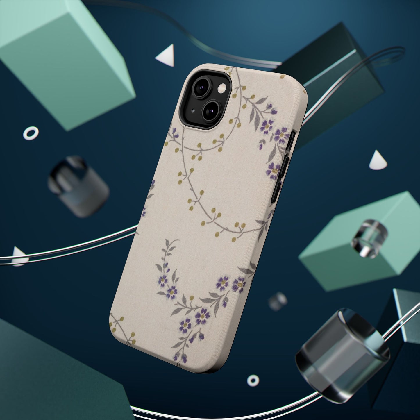 Purple Floral Design - Iphone Magnetic Tough Case