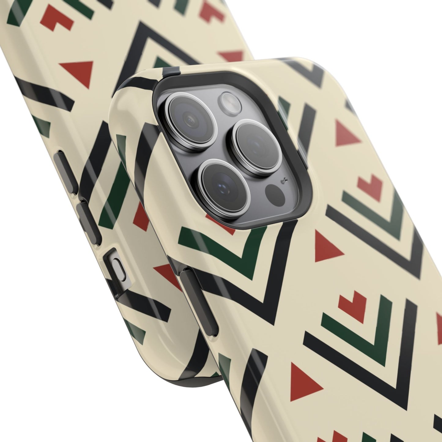 Red Black Green Geometric Design Iphone Magnetic Tough Case