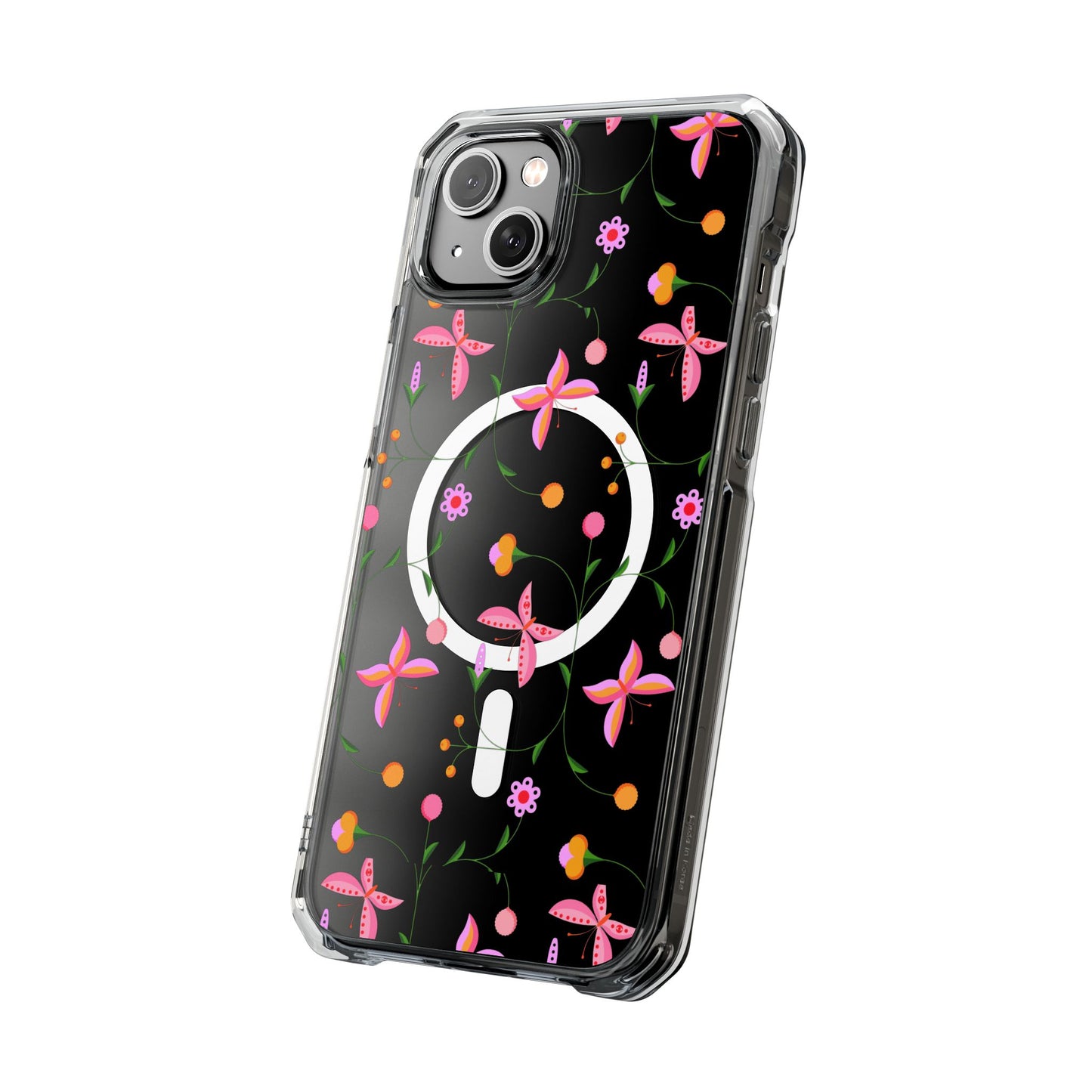Pink Floral Garden  MagSafe Clear Phone Case