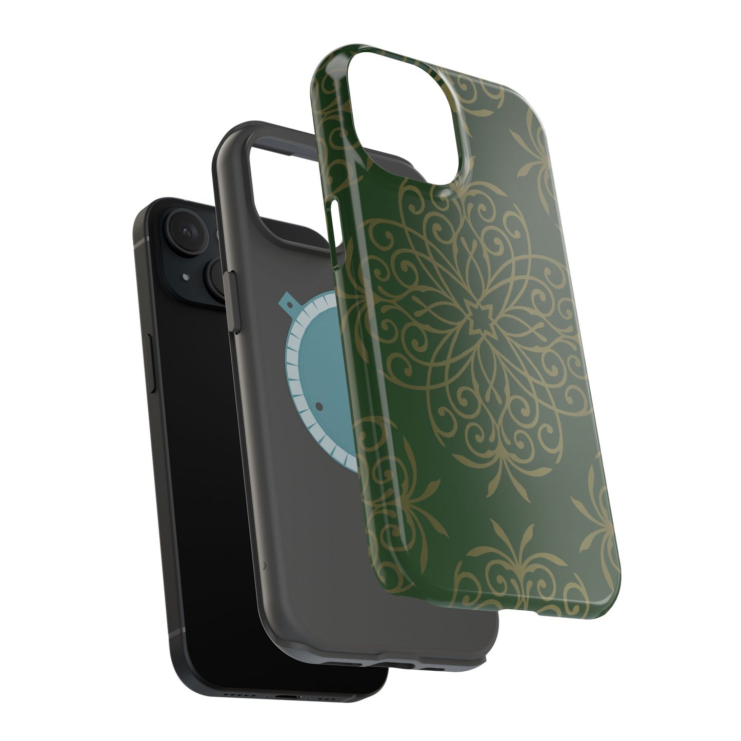 Gold and Green Flowery Design - Iphone Magnetic Tough Case