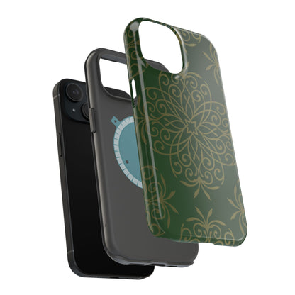 Gold and Green Flowery Design - Iphone Magnetic Tough Case