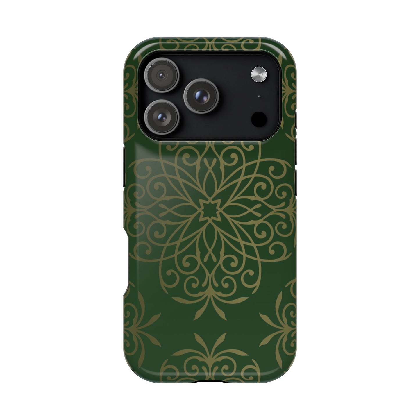 Gold and Green Flowery Design - Iphone Magnetic Tough Case