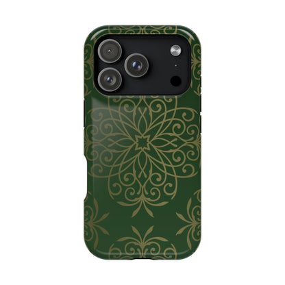 Gold and Green Flowery Design - Iphone Magnetic Tough Case