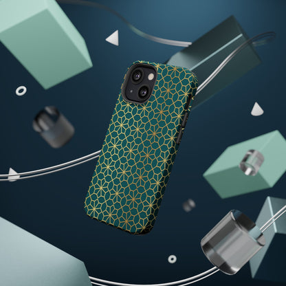 Gold and Green Flower Design - Iphone Magnetic Tough Case