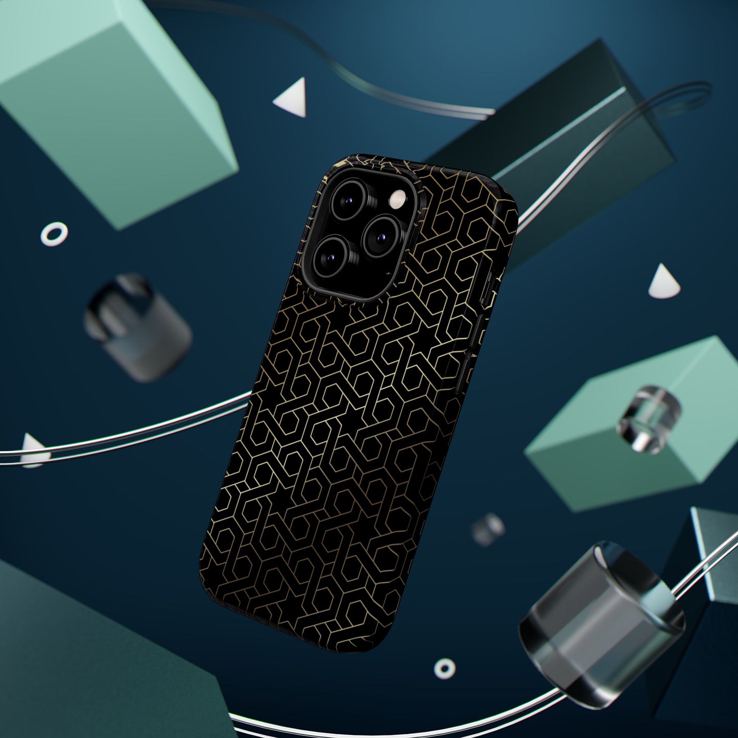 Black and Gold ⭐️ Geometric Design Iphone Magnetic Tough Case