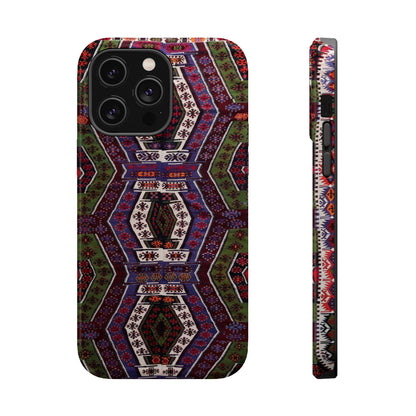 Purple and Green Geometric  Design - Iphone Magnetic Tough Case