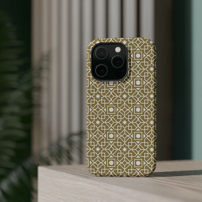 Beige and Gold Geometric Design Iphone Magnetic Tough Case