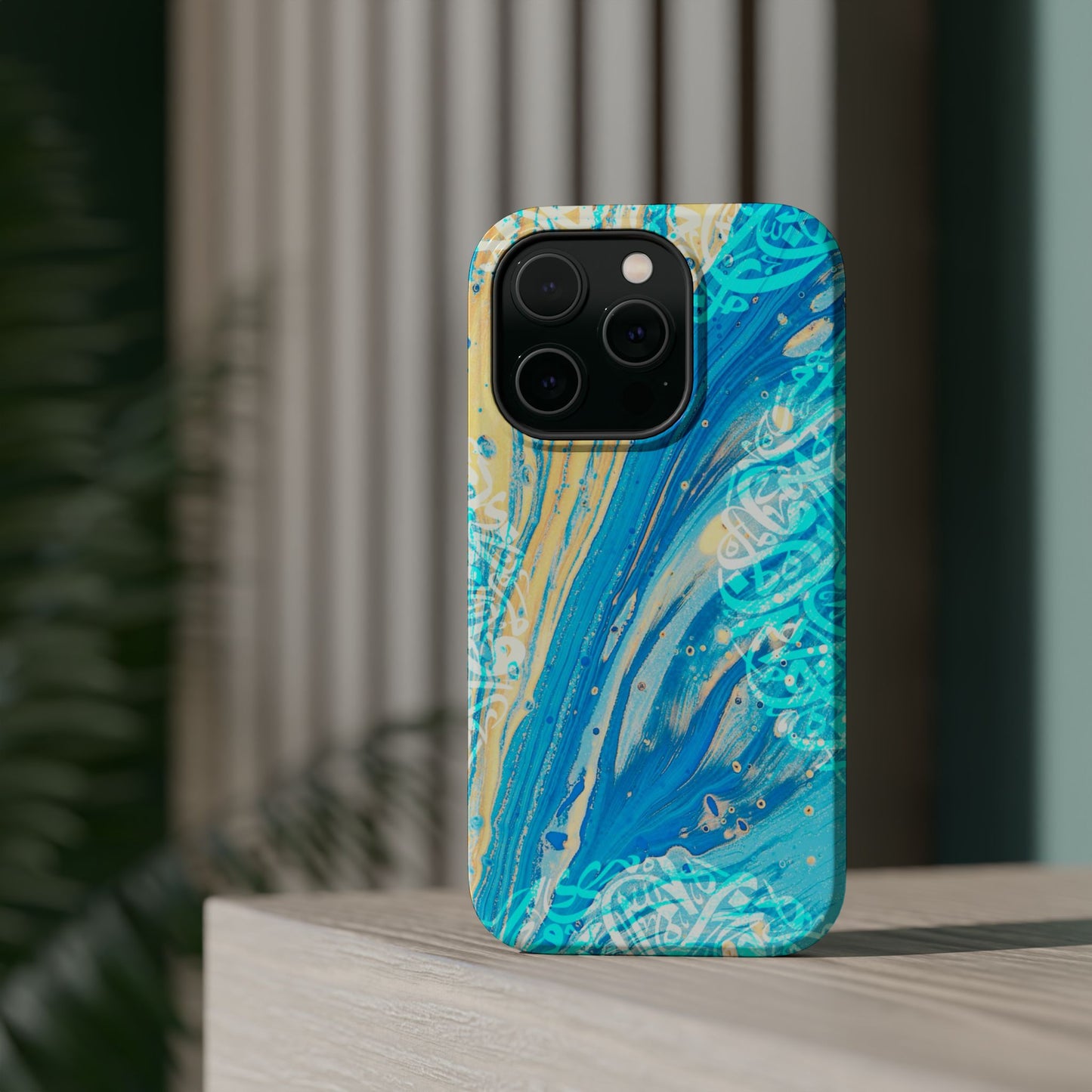 Arabic splash of Blue- Iphone Magnetic Tough Case