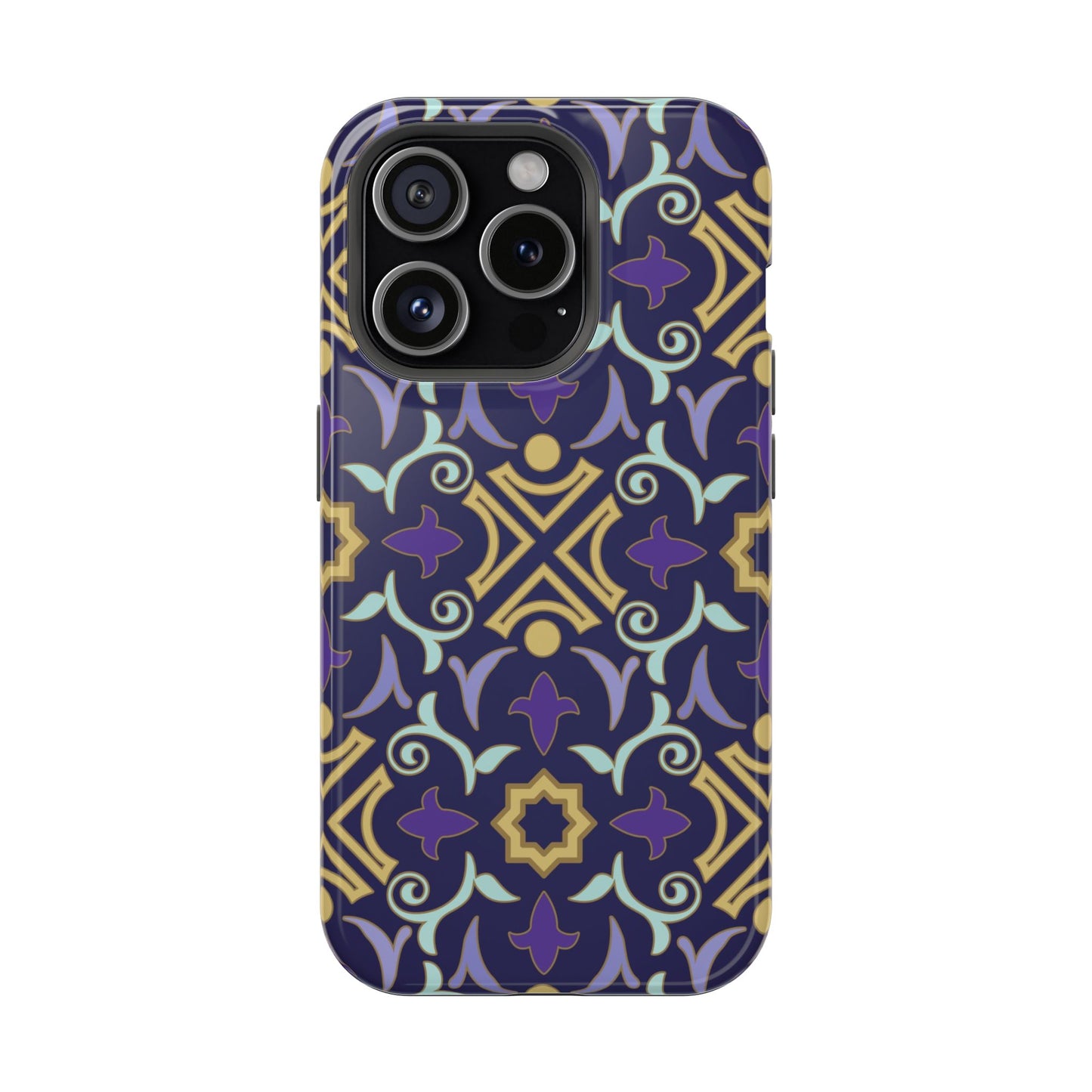 Geometric Purple and Gold Design Iphone Magnetic Tough Case