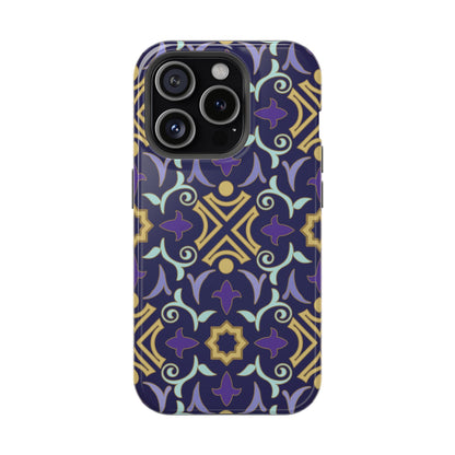 Geometric Purple and Gold Design Iphone Magnetic Tough Case