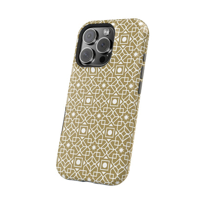 Beige and Gold Geometric Design Iphone Magnetic Tough Case