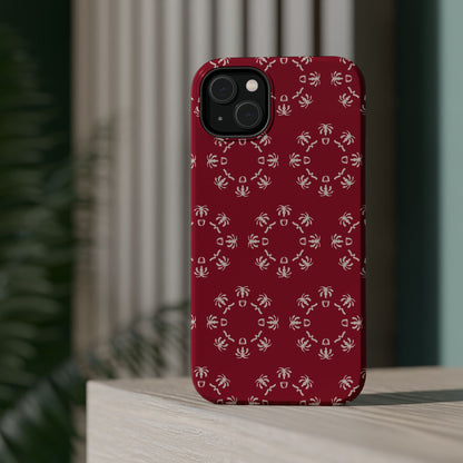 Palm Trees and coffee cups Geometric circle  Design - Iphone Magnetic Tough Case