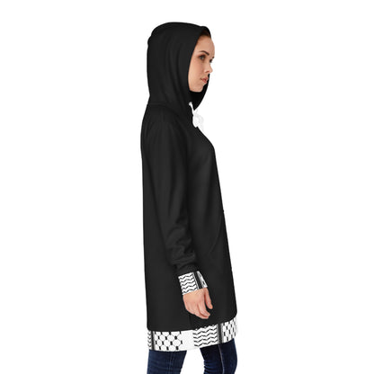 Black and White Hattah Design - Stylish Women's Hoodie Dress