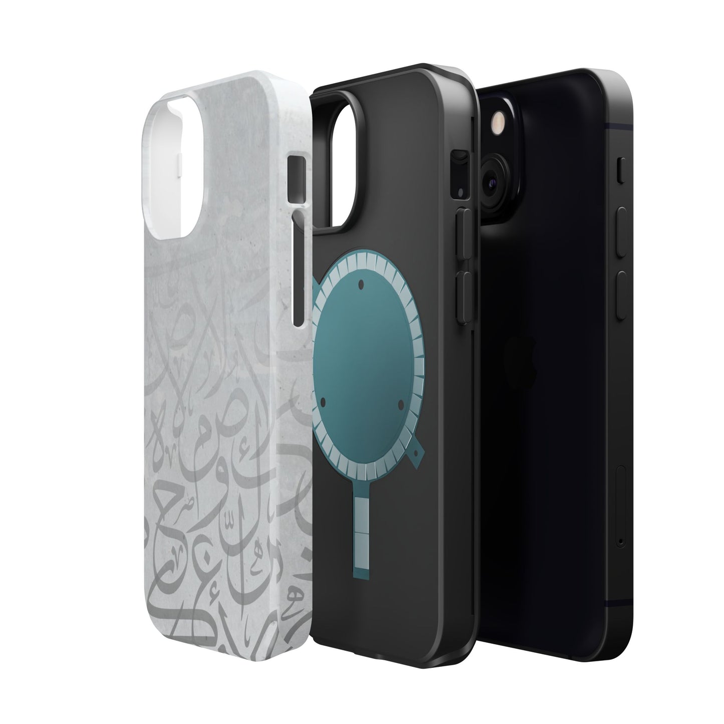 Arabic White and Grey Calligraphy Faded  Design - Iphone Magnetic Tough Case