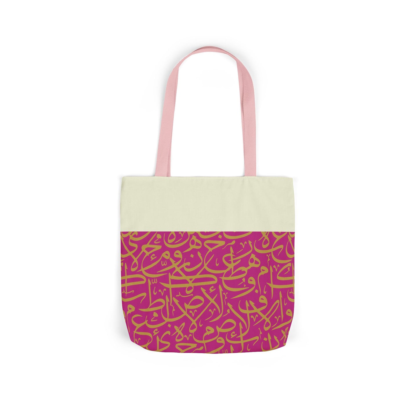 Pink and Gold Arabic Letters  Tote Bag, 2-Color Straps