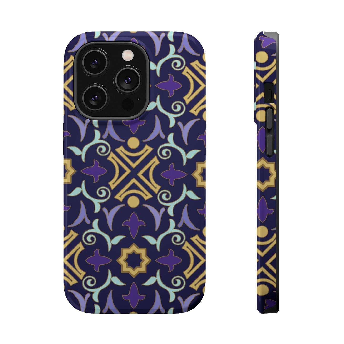 Geometric Purple and Gold Design Iphone Magnetic Tough Case