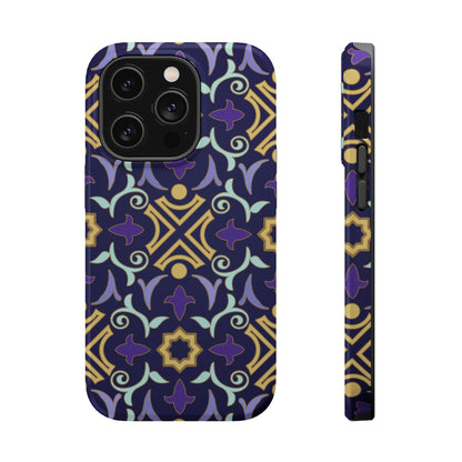 Geometric Purple and Gold Design Iphone Magnetic Tough Case