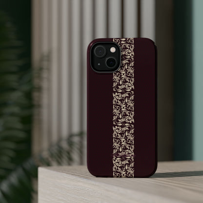 Red Dark and Beige geometric Design Iphone Magnetic Tough Case