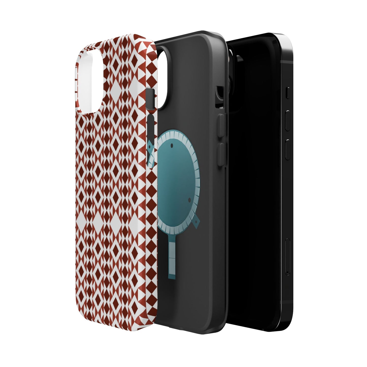 Red and White geometric Design Iphone Magnetic Tough Case