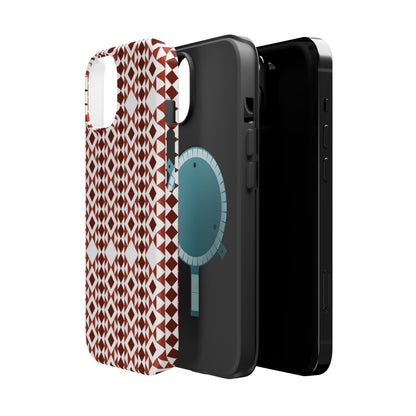 Red and White geometric Design Iphone Magnetic Tough Case