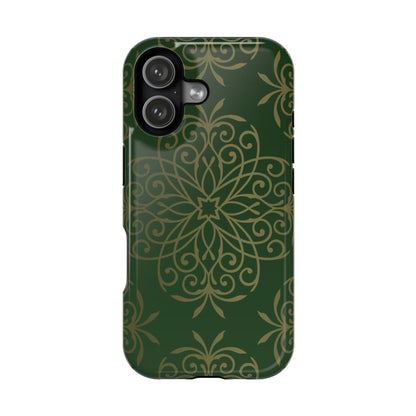 Gold and Green Flowery Design - Iphone Magnetic Tough Case