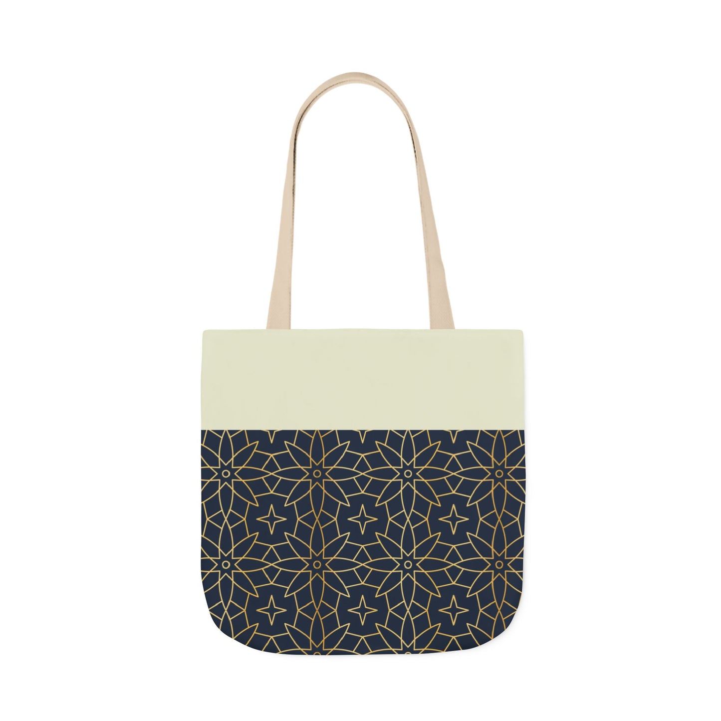 Navy and Gold Star ⭐️ Geometric  Tote Bag, 2-Color Strap