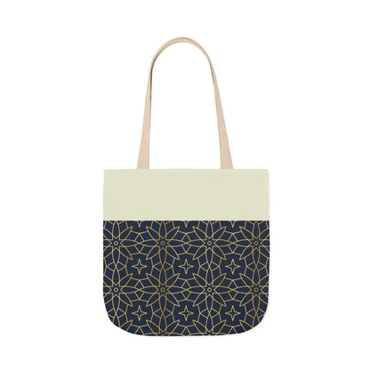 Navy and Gold Star ⭐️ Geometric  Tote Bag, 2-Color Strap