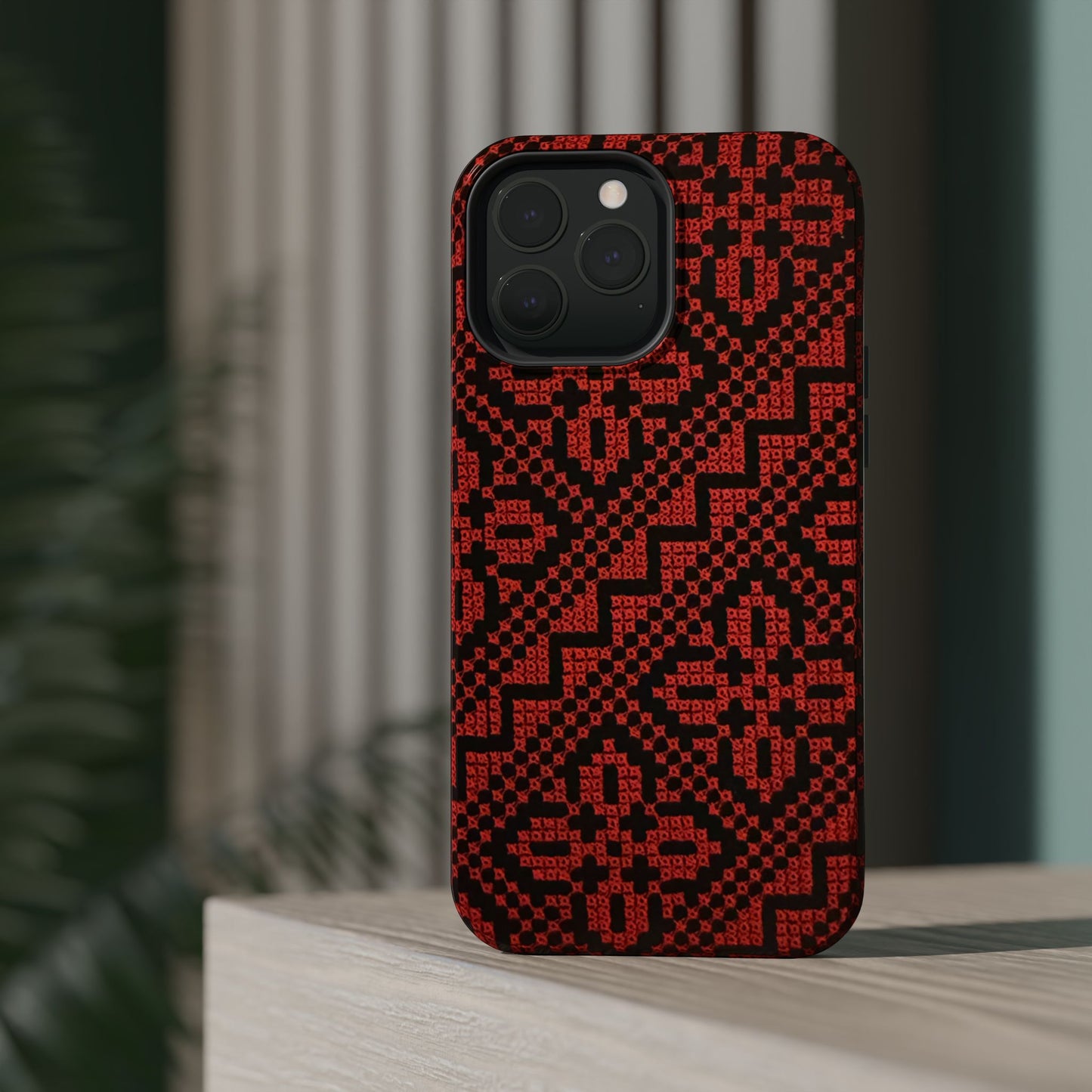 Red and Black Tatreez Design - Iphone Magnetic Tough Case