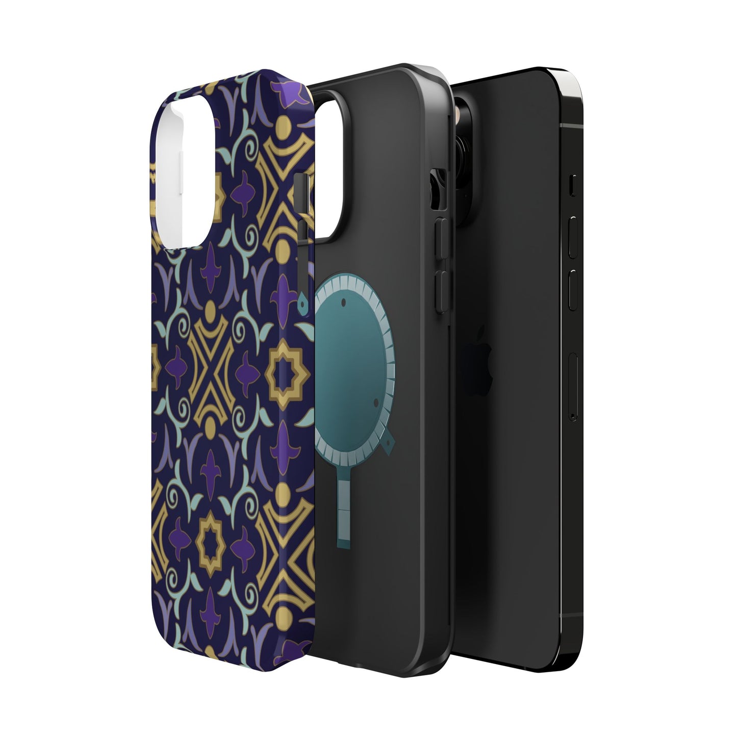 Geometric Purple and Gold Design Iphone Magnetic Tough Case