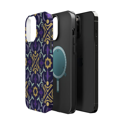 Geometric Purple and Gold Design Iphone Magnetic Tough Case
