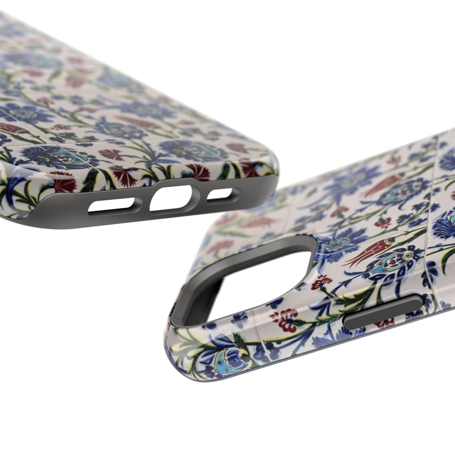 Blue ceramic Floral Design - Iphone Magnetic Tough Case
