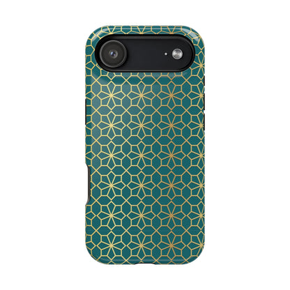 Gold and Green Flower Design - Iphone Magnetic Tough Case