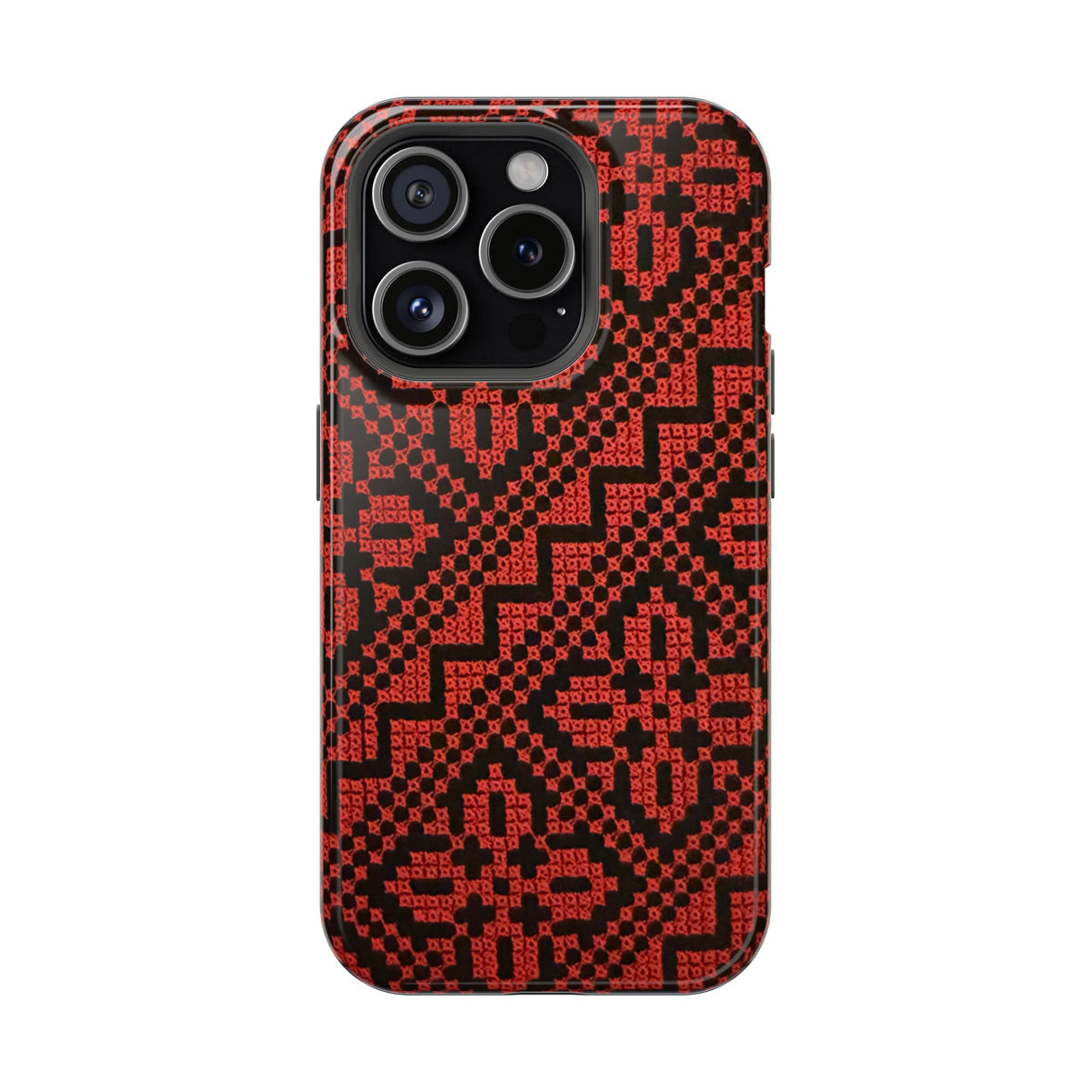 Red and Black Tatreez Design - Iphone Magnetic Tough Case