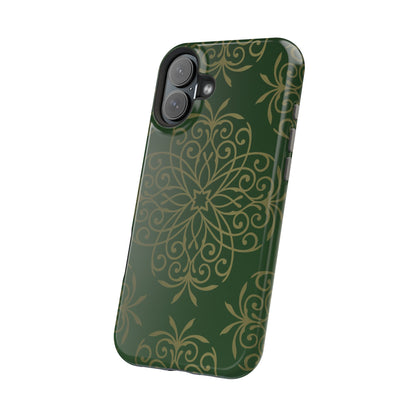 Gold and Green Flowery Design - Iphone Magnetic Tough Case