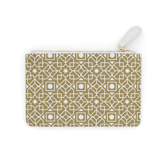 Beige and gold geometric  designs  Mini Clutch Bag
