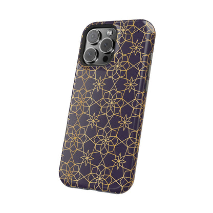 Gold and Purple Geometric Design Iphone Magnetic Tough Case