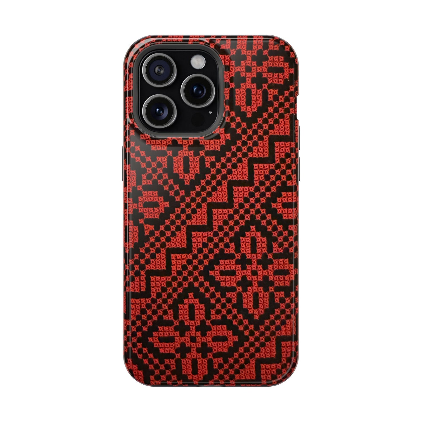 Red and Black Tatreez Design - Iphone Magnetic Tough Case
