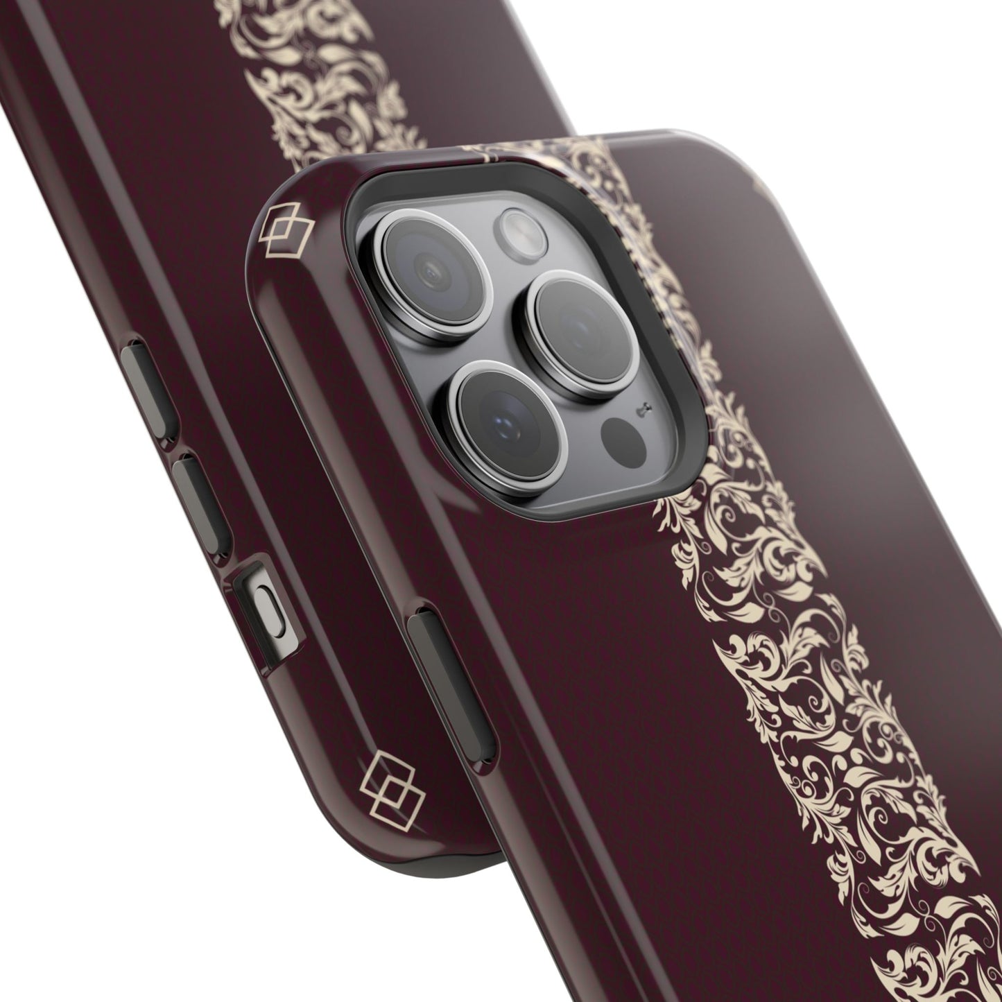 Red Dark and Beige geometric Design Iphone Magnetic Tough Case